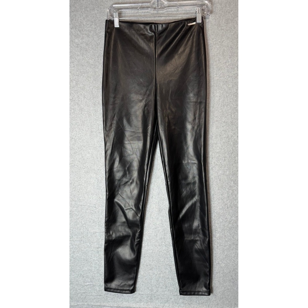 Fabletics Faux Leather Leggings High Waisted Black Athleisure Pants Size M